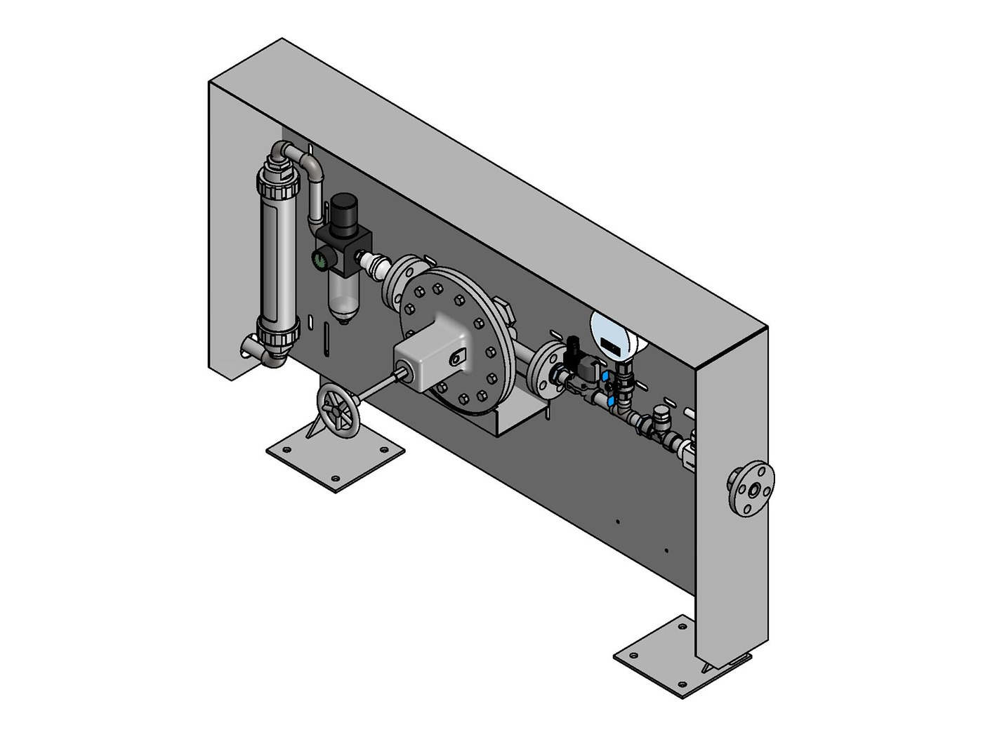 Progetto CAD: pannello gas di barriera, vista isometrica