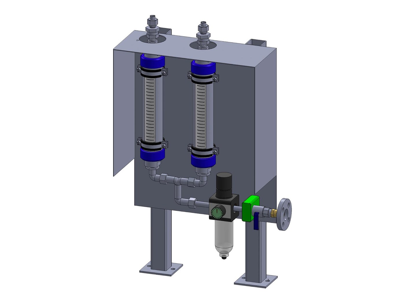 Progetto CAD: pannello gas di barriera, doppia colonna